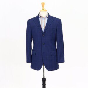 Coppley 38S Blue Check 3-Button Sport Coat Blazer Jacket T027